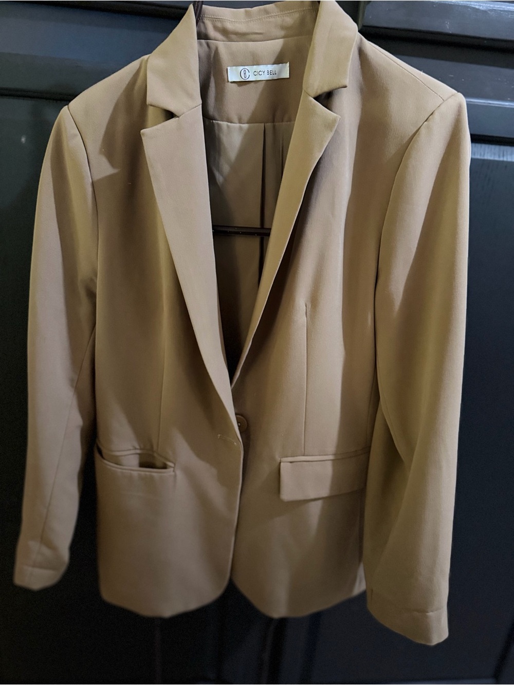 Classic Tan Single-Button Blazer Size Large